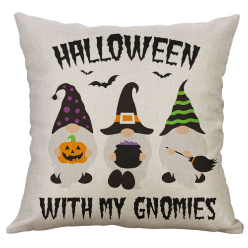 Halloween Decorations Pillowcases Gnomes Trick Or Treat Pumpkin Cushion Cover