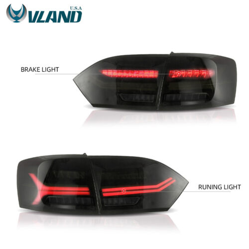 Audi Look LED Tail Lights For VW Jetta 2011-2014 Smoked Tinted Rear Light 