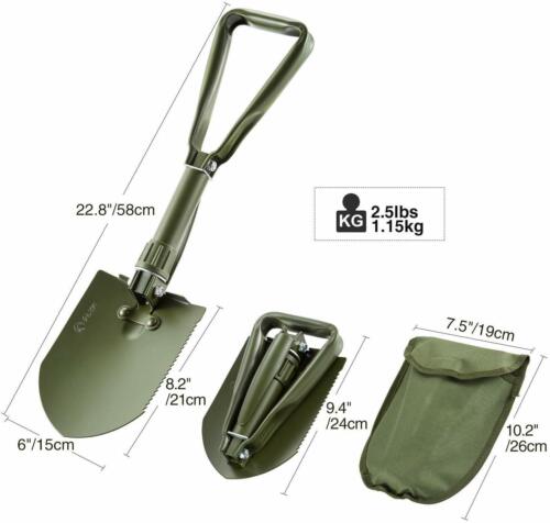 Military Folding Camping Shovel?High Carbon Steel Entrenching Tool Tri-fold