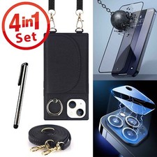 Handykette Kameraschutzglas Glas Folie Handy Hülle mit Band Case Kordel Tasche