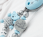Schnullerkette mit Namen Junge TEDDY+Schutzengel ○blau grau Babygeschenk Geburt