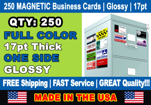 250 MAGNETIC Custom Premium Business Cards One Side 17pt Glossy Full Color