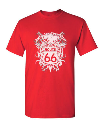 Route 66 American Tradition T-Shirt Biker Motorcycle Tee Shirt