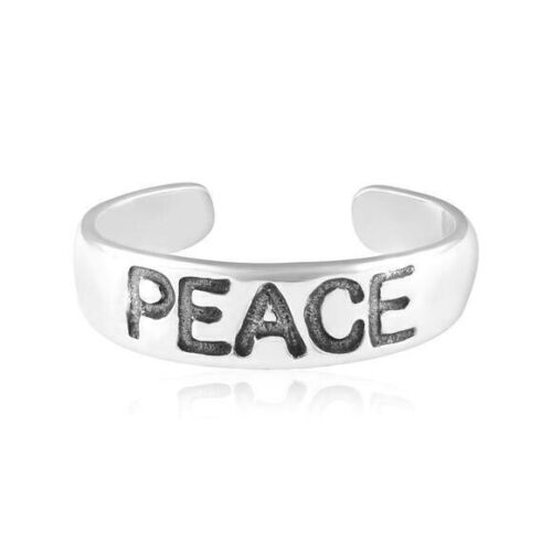 Peace Toe Ring Genuine Sterling Silver 925 Jewelry Adjustable Gift 1.3 grams
