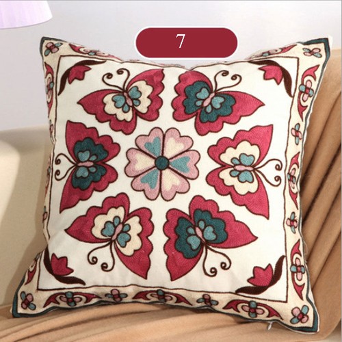 Ethnic Embroidery Cotton Cushion Cover Throw Pillow Case Sofa Square 18/"x18/" New