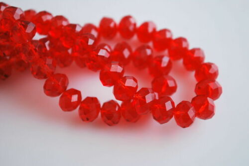 100ps Faceted Glass Crystal Rondelle Spacer Beads Charms Findings 6mm Loose Bead