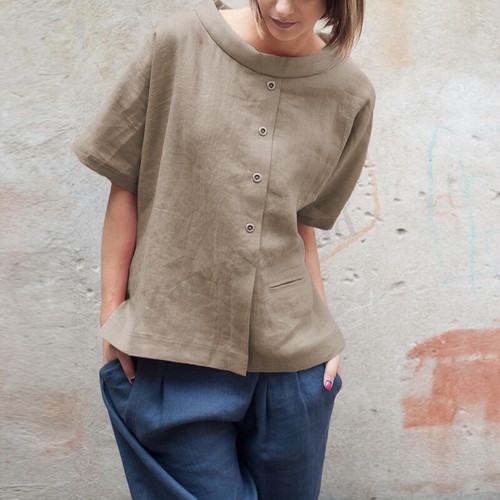 Summer Women Short Sleeve Casual Pure Cotton Top Ladies T-shirt Plus Size Blouse