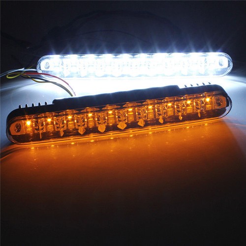 2X30 LED Daytime Running Light DRL Turn Signal Fog Light Indicator White Amber