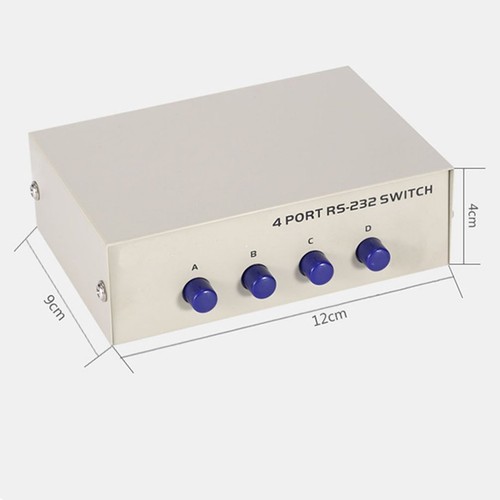 Es-Tune Metal Housing 4 Ports Manual Pc Printer Db9 Pin Serial Rs232 Switch Box