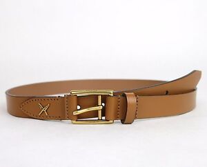 New Gucci Men&#39;s Light Brown Leather Belt Gold Buckle Feather Detail 375182 2613 | eBay
