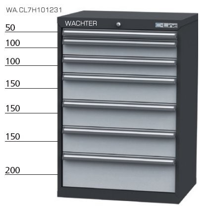 Breite wählbar 7 Schubladen Schubladenschrank Höhe 1020 mm