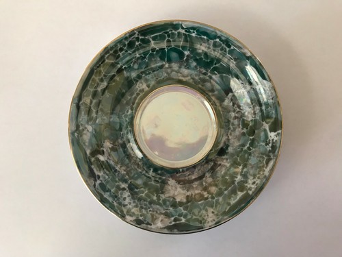 Green Czechoslovakia Iridescent//Lustre Green//Cream 14 cm Saucer