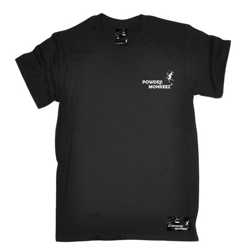 PM Breast Pocket MENS Powder Monkeez T-SHIRT tee birthday skiing snowboarding