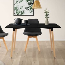 Mesa de comedor de madera negra 120x70x74,5cm rectangular para salón o cocina