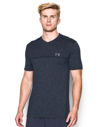 Large, Midnight Navy 1275960 Under Armour Men/'s UA Run Seamless V-Neck T-Shirt