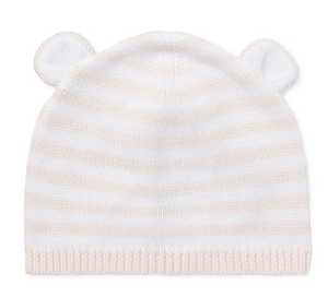 Pink//White Size Polo Ralph Lauren Baby Girls Bear-Ear Cotton Hat 3-6//9-12 mo