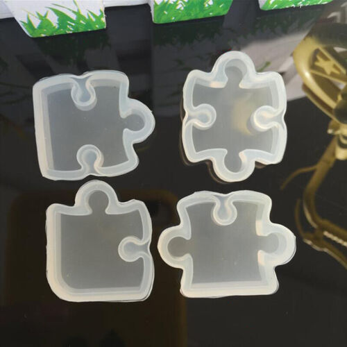 4Pcs/set Silicone Puzzle Pendant Mold DIY UV Resin Keyring Mould Jewelry MaIHH2 