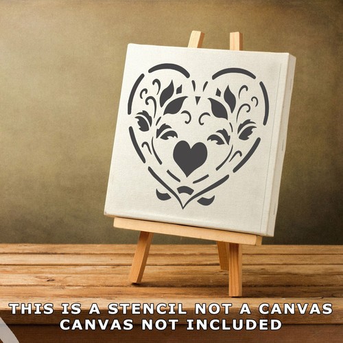 Floral Love Heart Vintage Shabby Chic Mylar Painting Wall Art Furniture Stencil