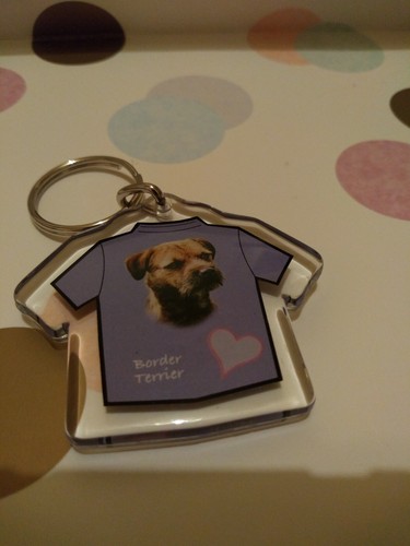 Border terrier Lilac T-Shirt Keyring