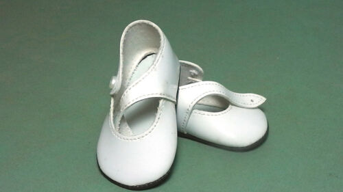 pair of doll shoes pat Puppenschuhe aus Kunstleder weiss 7,1 cm leather