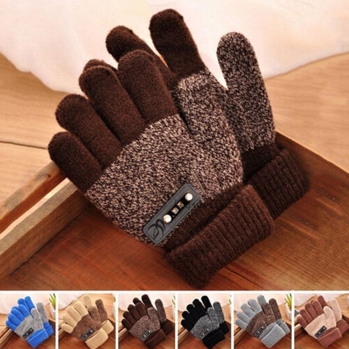 Boys Kids Children Warm Knitted Gloves Winter Thick Full Mitten Finger Protector 