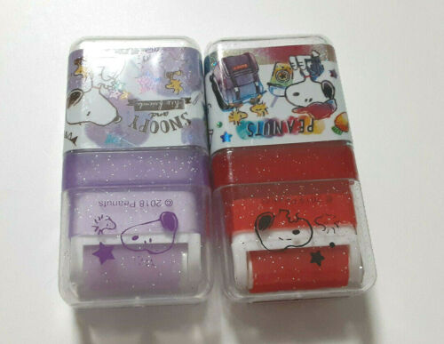 PEANUTS SNOOPY Eraser Roller Case Red Purple With scent Cute Rare