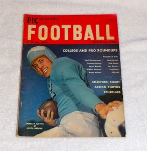 1949-PIC-QUARTERLY-FOOTBALL-CHARLEY-JUSTICE-NORTH-CAROLINA-FRONT-COVER