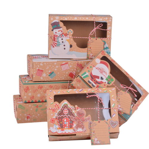 12X Christmas Candy Cookie Boxes Bakery Gift Boxes For Cupcake Muffin Cake Craft 