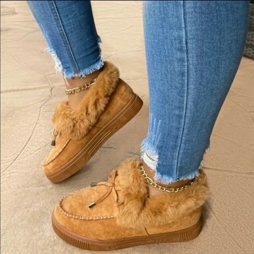 Womens Size 11 Ankle Faux Fur Lined Flat Fluffy Shoes Booties