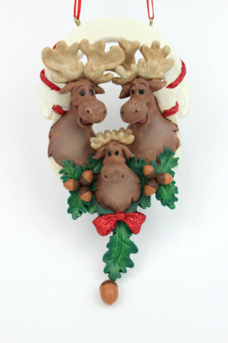 Kurt Holly Adler Moose Family Personalizable Holiday Ornament Family of 4