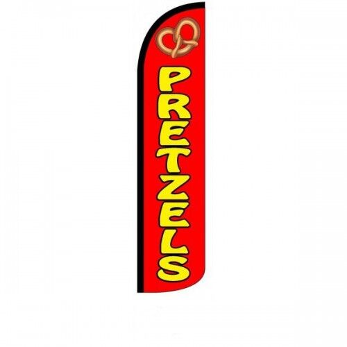 PRETZELS Banner Sign Flag Pole Display Windless Feather 2.5 wide Swooper RED