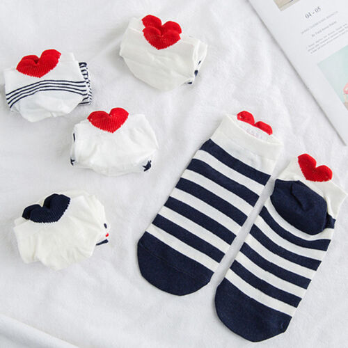 5 pairs Kawaii Cute Women Heart Soft Breathable Ankle High Casual Cotton//Socks I