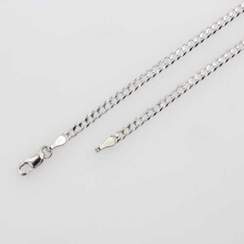 14K Solid Real White Gold Curb Cuban Chain Necklace 2.7mm 24" Women 3/32" 