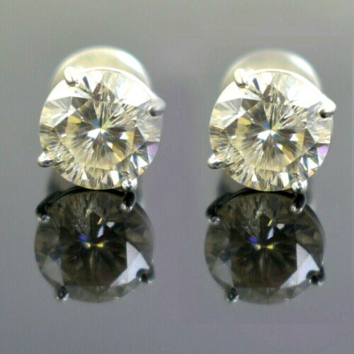 Gorgeous Off-White Diamond Solitaire Studs Amazing Fire /& Bling !