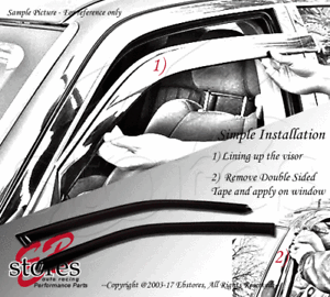 Tape-On Rain Guard Window Visor Dark Grey 2pcs For 1988-1991 Honda Civic Coupe