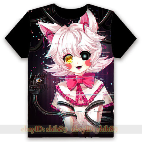 Game Five Nights at Freddy/'s Mangle Anime Black T-shirt Unisex Tee Tops Cosplay