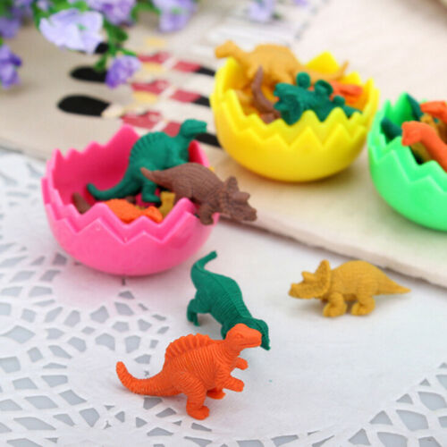 8x Dinosaurs Egg Pencil Rubber Eraser Student Office Stationery Toy 