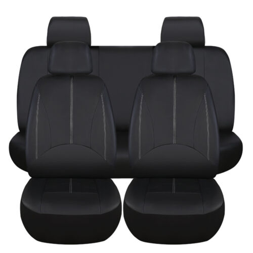 9 Pack PU Leather Car Seat Cover Full Set Front Rear Seat Cushion Mat Protector