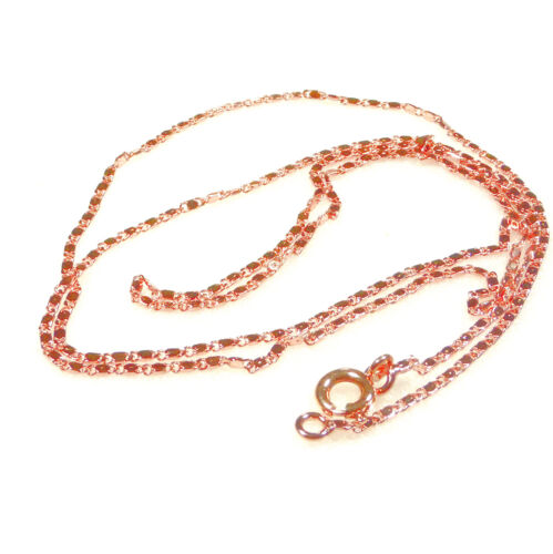 Unisex 60cm Collar de cadena larga Chapado en Oro Rosa 23.5" delgada 1.2mm Anillo de resorte Reino Unido 