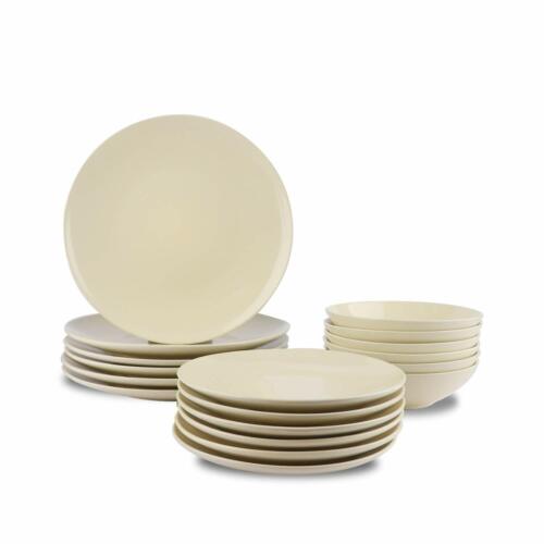 18-Piece Dinner Set Stoneware Crockery Plate Bowl Dining Service for 6 Cream