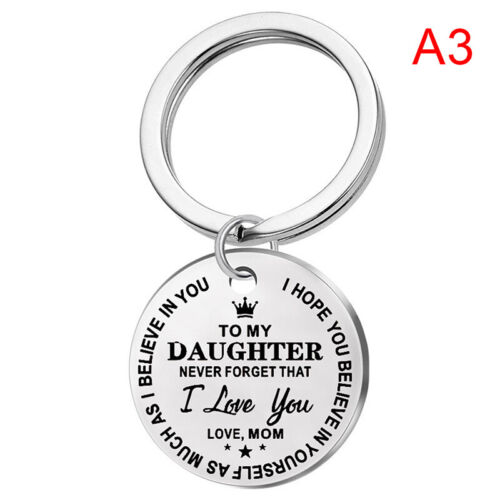 Stainless Steel Keychain Engraved To My Son Daughter Forever Love Mom Keyring A& 
