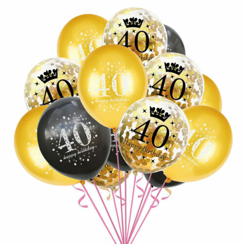 15pcs Happy Birthday Latex Balloon Clear Confetti 16th//18th//30th//60th Baloons