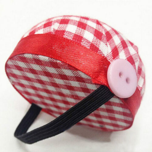 Plaid Grids Needle Sewing Pin Cushion Wrist Strap Tool Button Storages Holder OC 