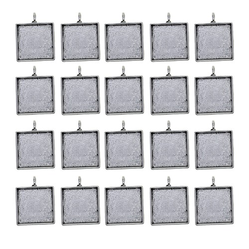20Pc 20mm Anhänger Tray Square Cabochon Einstellungen Blank Lünette Basis