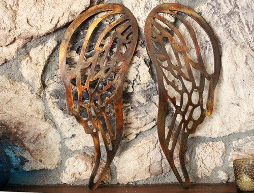 Angel Wings Copper//Bronze Plated Metal Wall Decor