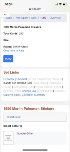 1999 Meowth S11 Special Glitter Insert Pokemon Sticker Topps Merlin Foil