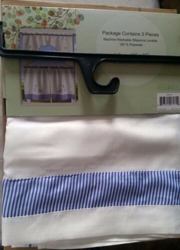 2 Tiers /& Swag 3 pc FAT CHEF 2 THUMBS UP by Compass Embroidery Curtains Set