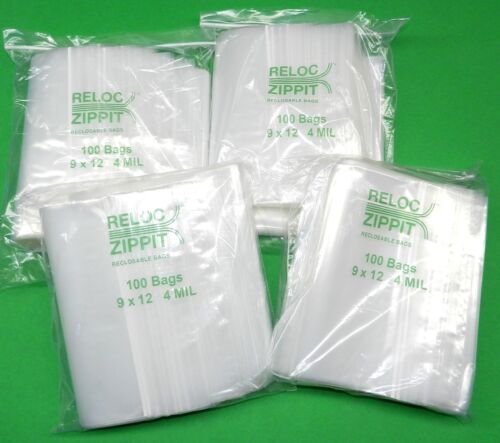 4Mil 9x12 Zip Lock Bags 400 Large Heavy Duty Thick 9/" x 12/" Clear Reclosable