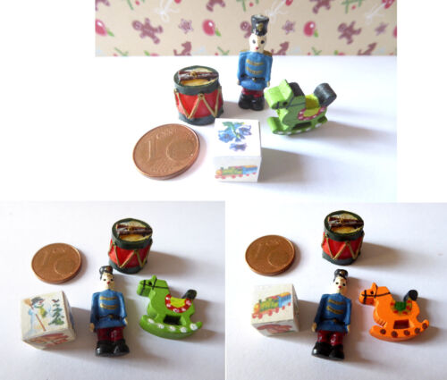 Spielzeug Schaukelpferd Soldat Trommel Weihnachten Puppenstube Miniatur 1:12