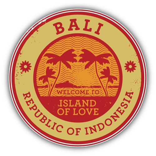 Bali Island Indonesia Travel Stamp Car Bumper Sticker Decal 5/" x 5/"